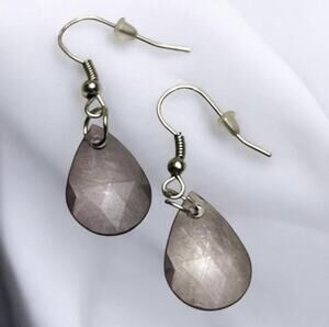 Vintage Crystal Hematite Teardrop Dangle Earrings-NEW